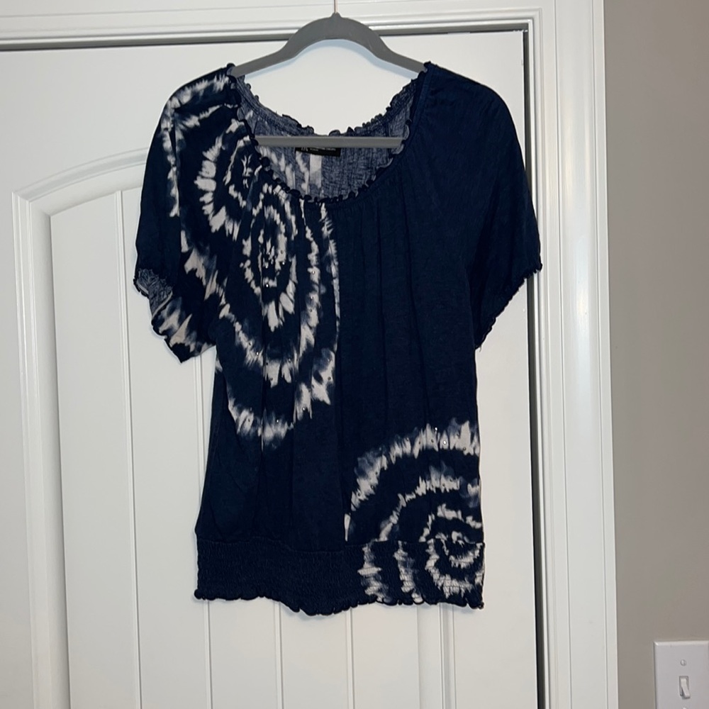 I.N.C. International Concepts Blue and White Short Sleeve Shirt